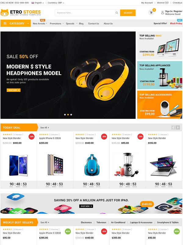EtroStore is one of the most amazing OpenCart Theme from Magentech – Power Elite Author.